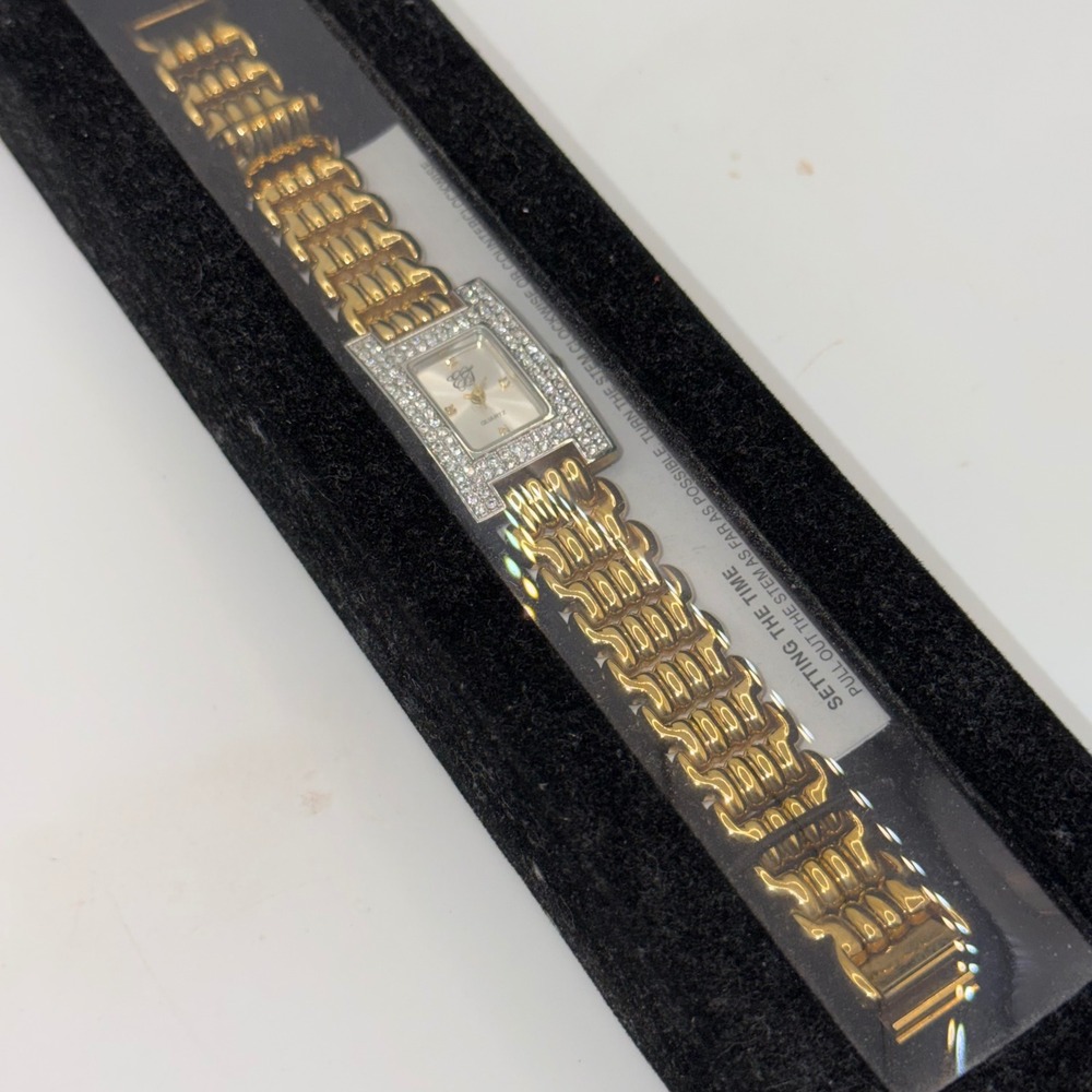 Elizabeth Taylor White Diamonds Watch Women Gold Rhinestone Quartz Jewelry
